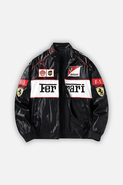 Ferrari F1 Vintage Leather Jacket - White Edition