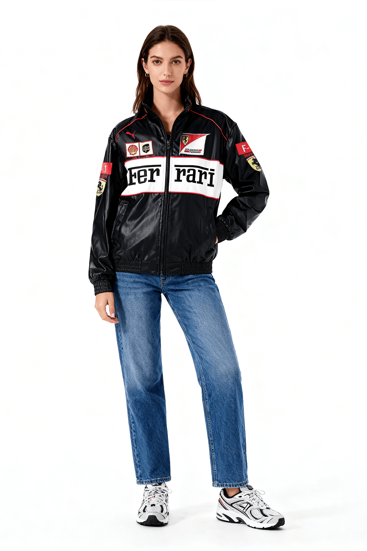 Ferrari F1 Vintage Leather Jacket - White Edition