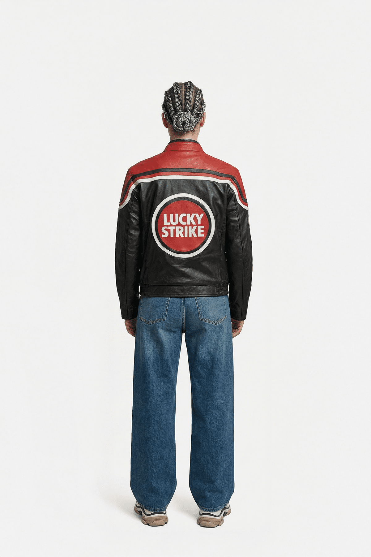 Lucky Strike Vintage Racing Leather Jacket - Red & Black Edition
