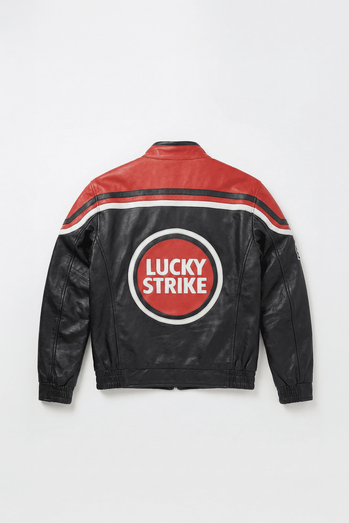 Lucky Strike Vintage Racing Leather Jacket - Red & Black Edition