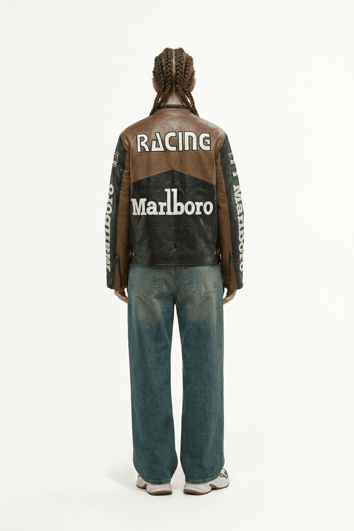 Marlboro Vintage Racing Leather Jacket - Brown & Black Edition